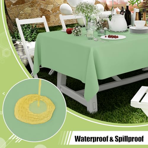 Image of Smiry Disposable Table Cloth 3 Pack, 84 Inch Round Waterproof Plastic Tablecloth, Decorative Round Table Covers for Party, Birthday, Picnic, Sage Green