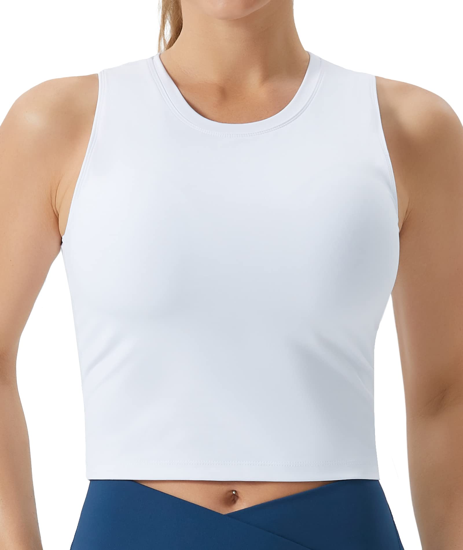 THE GYM PEOPLE Women's Medium Support Sports Bra Removable Padded Sleeveless Workout Crop Tops