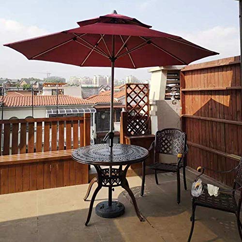 Sombrilla de patio azul antiviento ajustable en 3 alturas con montaje fácil para mesa exterior