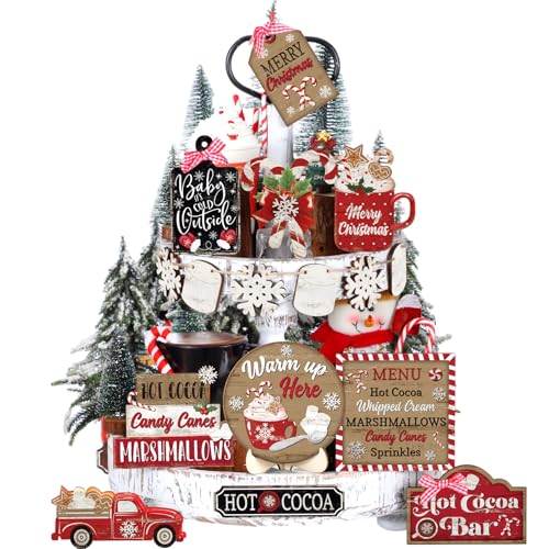 Vercraft Christmas Tiered Tray Decor Winter Tiered Tray Decorations Set