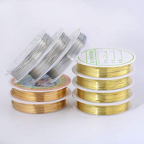 image for ALEXCRAFT 66 Yards 10 Rolls Silver Tone Craft Wire Bulk 24 Gauge Thin 