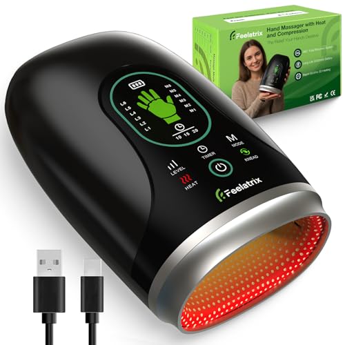 Feelatrix Hand Massager with Heat & Compression Finger & Palm Massager