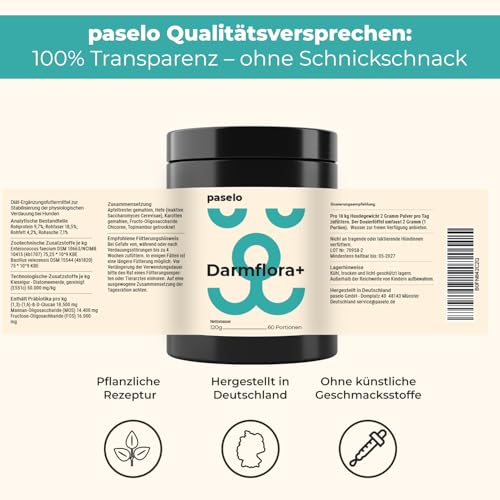 Probiotika Pulver für Hunde – paselo® Darmflora+ unterstützt Verdauung – 2 Stämme Probiotika & Präbiotika – ideal bei Sodbrennen beim Hund… – Ansicht 6