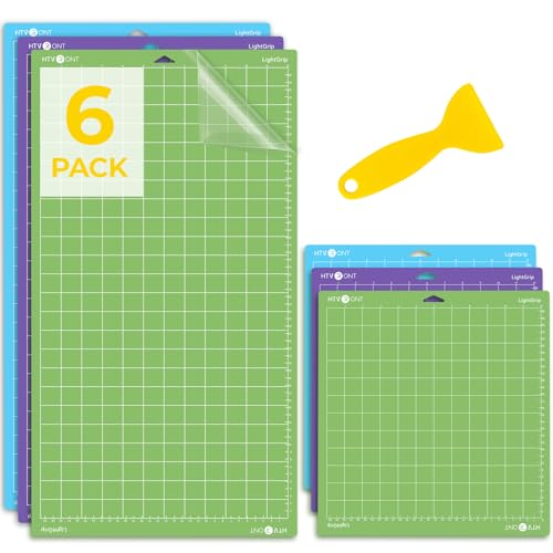 HTVRONT Cutting Mat 6 Pcs Cutting Mat 12x12 & 12x24in(Standard Light StrongGrip) Compatible with Cricut Maker 3/4/Maker/Explore 3/4/5/Air 2/One Variety Adhesive Sticky Cutting Mats Accessories