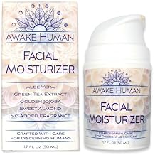 Natural Face Moisturizer for Dry Sensitive Skin - Organic Natural Face Cream - Facial Aloe & Green Tea Moisturizer Cruelty Free - Vegan Face Moisturizer for Women, Acne-Safe, Anti-Aging, No Fragrance