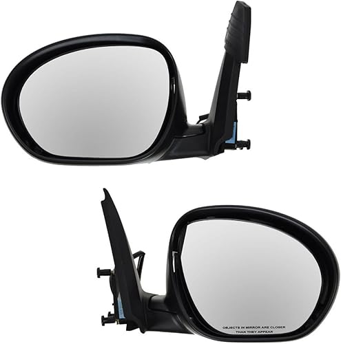 TRQ Conjunto de 2 piezas de espejo lateral para conductor y pasajero, ajuste eléctrico, sin calefacción, sin memoria, color negro, compatible con