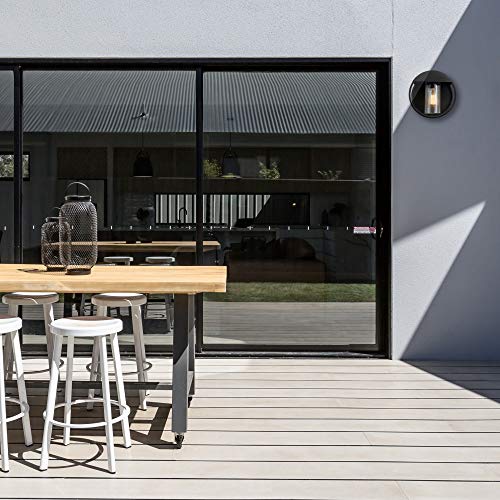 Globe Electric 44335 1-Light Outdoor Indoor Wall Sconce, Matte Black, Seeded Glass Shade, Outdoor Lighting, Kitchen Sconces Wall Lighting, Outdoor Light Fixture, Front Porch Décor, Weatherproof #TOP6