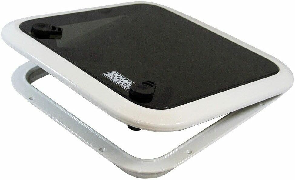 Bomar Boat Hatch NIBO N1070-10PX-W White Low Profile Extruded Aluminium Deck Hatch - Cut Out Size 16.5" x16.5". Opening 15-7/16" x 15-7/16" Direct Replacement hatches for Many OEM Models.