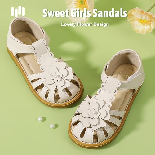 Image of Hehainom Toddler Girls Sandals Closed Toe Flats Dress Sandals Summer Flower Kids Shoes