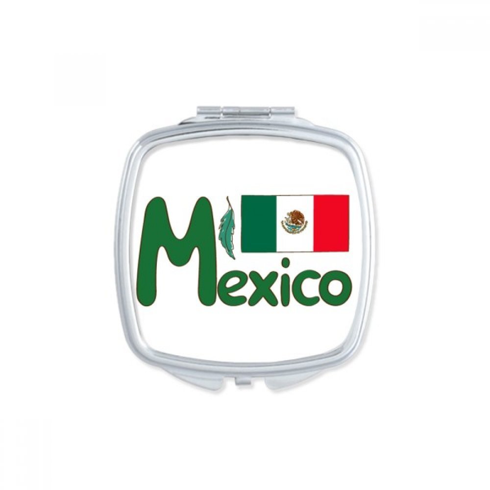 Miroir carré de maquillage compact motif Mexique pour sac à main
