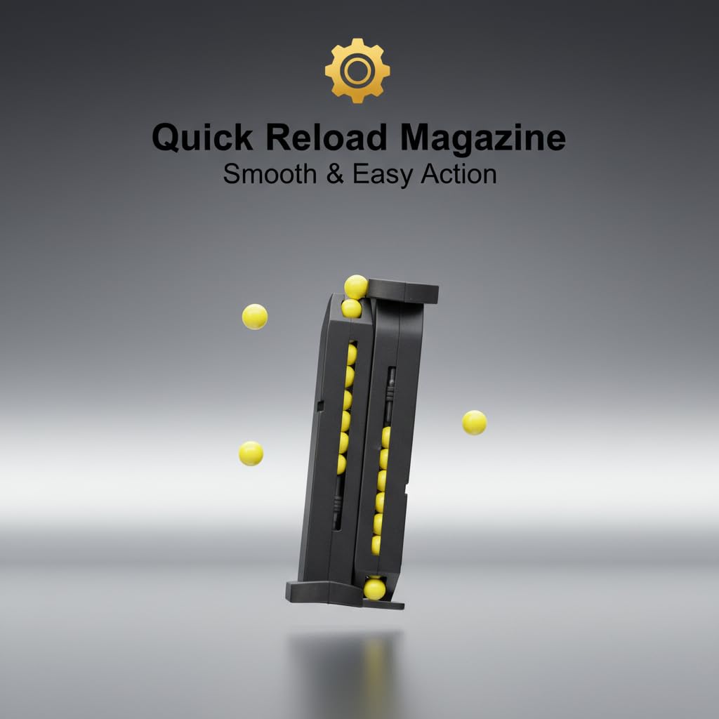 VELINOR Pull-Back Action Toy P729 Gun with 200 BB Bullets | Long Range Shooting Pistol for Kids & Adults | Removable Magazine | Strong Spring Power | Safe Plastic BB Pellets 1