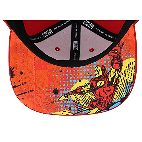 Marvel Ironman Youth Comic Uv Adjustable Snapback Flat Bill Cap Red #TOP4