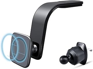 حامل موبايل للسيارة مغناطيسي قابل للثني 2 في 1 لتابلوه السيارة ومخرج الهواء، حامل موبايل مغناطيسي للسيارة للتابلوه وزجاج مقدمة السيارة (أسود)