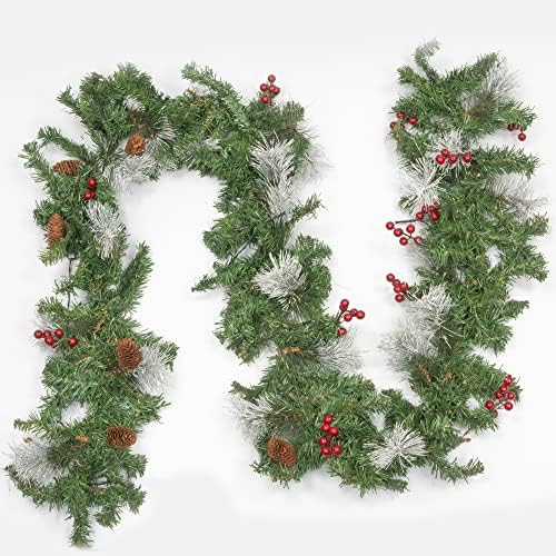 GloBrite 2.7M Pre-Lit Christmas Garland with 50 Warm White LED Lights | Christmas Tree Decorations with Timer Function for Fireplace Stair, Window, Home Decor, Wall Decor and Christmas Decorations