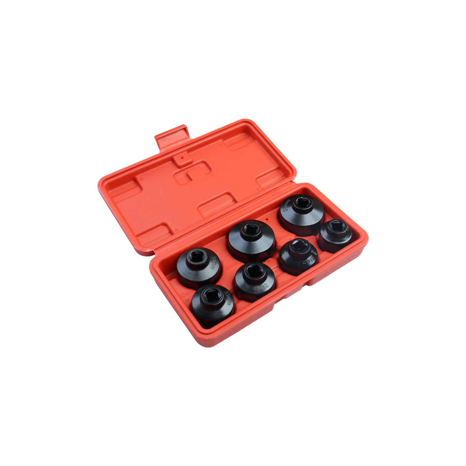 GZZTORES Oil Filter Wrench, Fuel Filter Removal Tool Compatible with Merc-edes Benz Dodge V-W BMW and More, Including 24 27 29 30 32 36 38mm Oil Canister Socket - 7 Pack