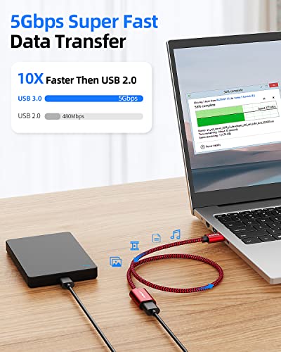 Sunguy 5Gbps Usb 3.0 Extension Cable, 1Ft Usb Extender, Usb A Male To Female Cord, High Data Transfer Compatible With Xbox, Hard Drive, Webcam, Usb Keyboard, Mouse, Flash Drive, Oculus Vr (Red) #TOP1