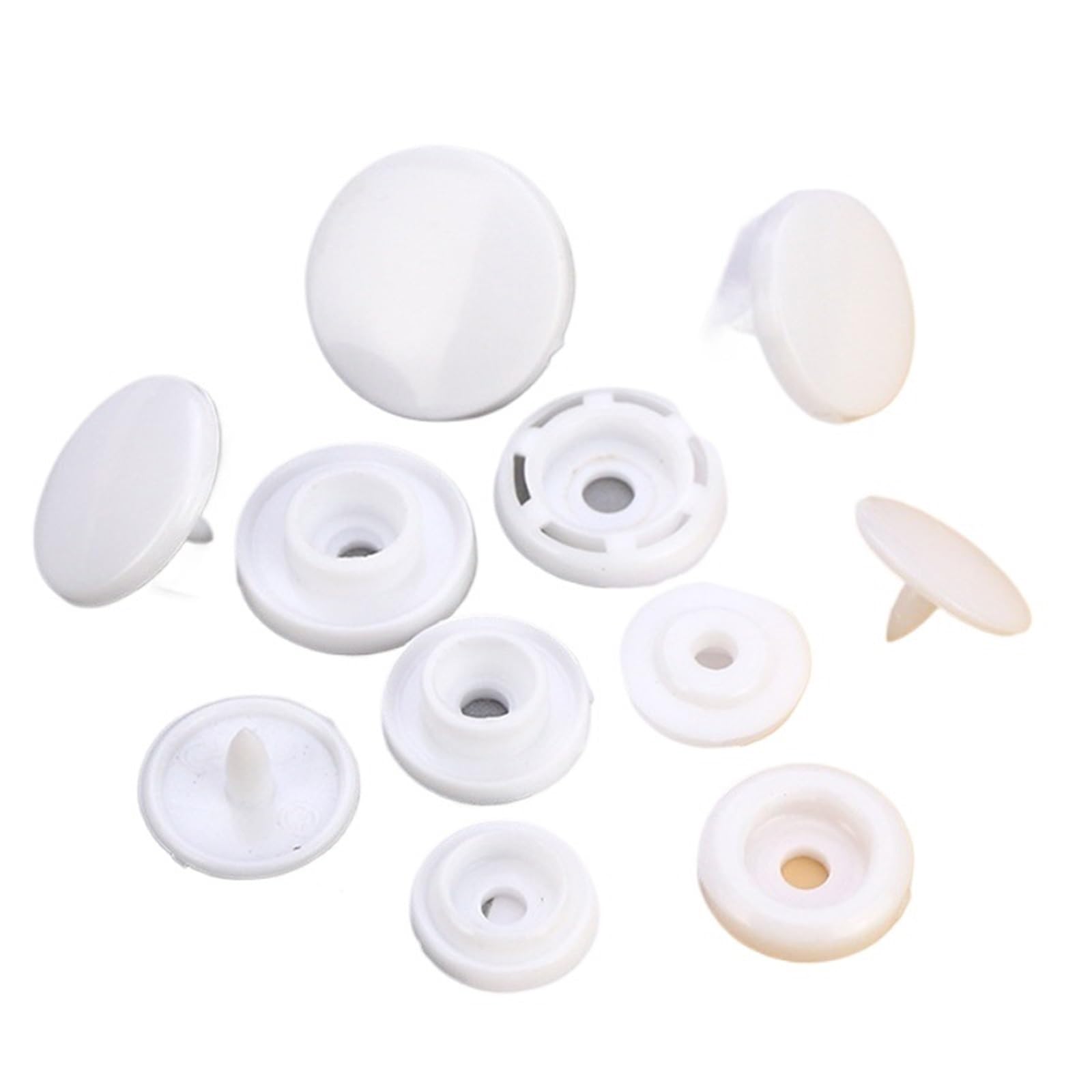 Xulvoz White Plastic Snap Buttons 400Set Snaps Button Fasteners Press Stud Poppers T5 Round Plastic Garment Sewing Accessories For Baby Clothes Clips Quilt