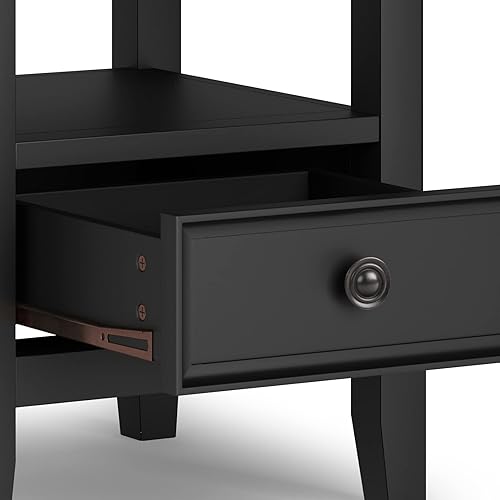 Miniatura 7 de SIMPLIHOME Amherst - Mesa auxiliar cuadrada tradicional de madera maciza de 19 pulgadas de ancho en marrón dorado claro, para sala de estar y