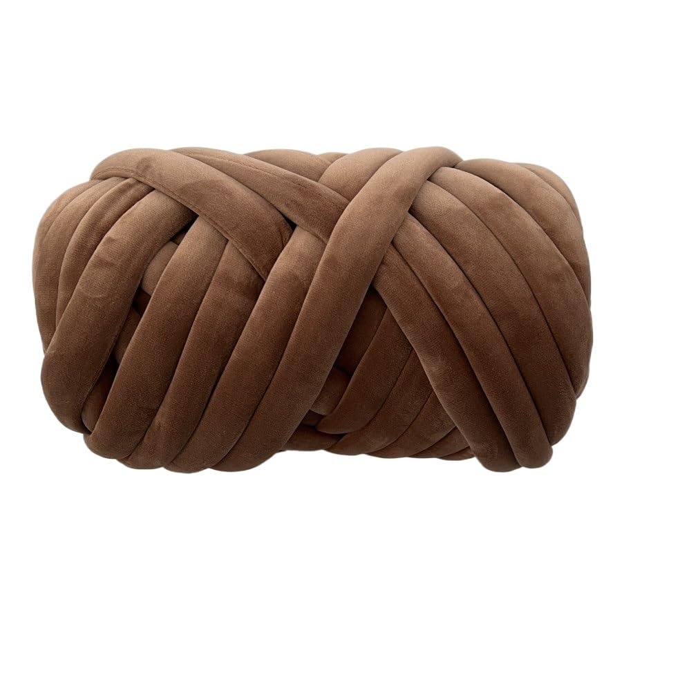 Gruba włóczka w rurkach Gruba przędza 1KG wielokolorowa akrylowa bawełniana aksamitna DIY ramię dziergany koc dywanowy(Brown 1KG)