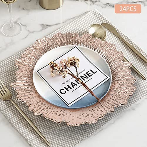 Platos cargadores redondos Rose Gold 24 unidades 12.6 pulg miniatura 4