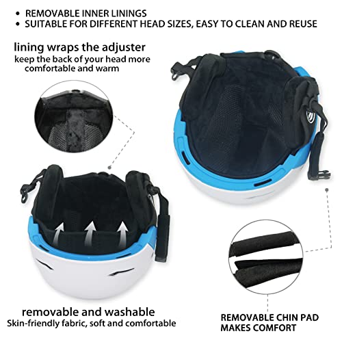 Dkoni Snowboard Helmet (Medium, White/Blue) #TOP3