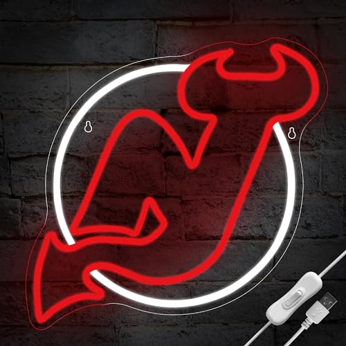 Image of Ice Hockey Neon Sign for Wall Decor Sports LED Light Up Sign Hockey Wall Decor Sport Neon Lights for Club Bedroom Man Cave Bar Garage Sports Gifts for Men Teen Boys Fans,Size 14.6*14.2 inches(FMXD106)