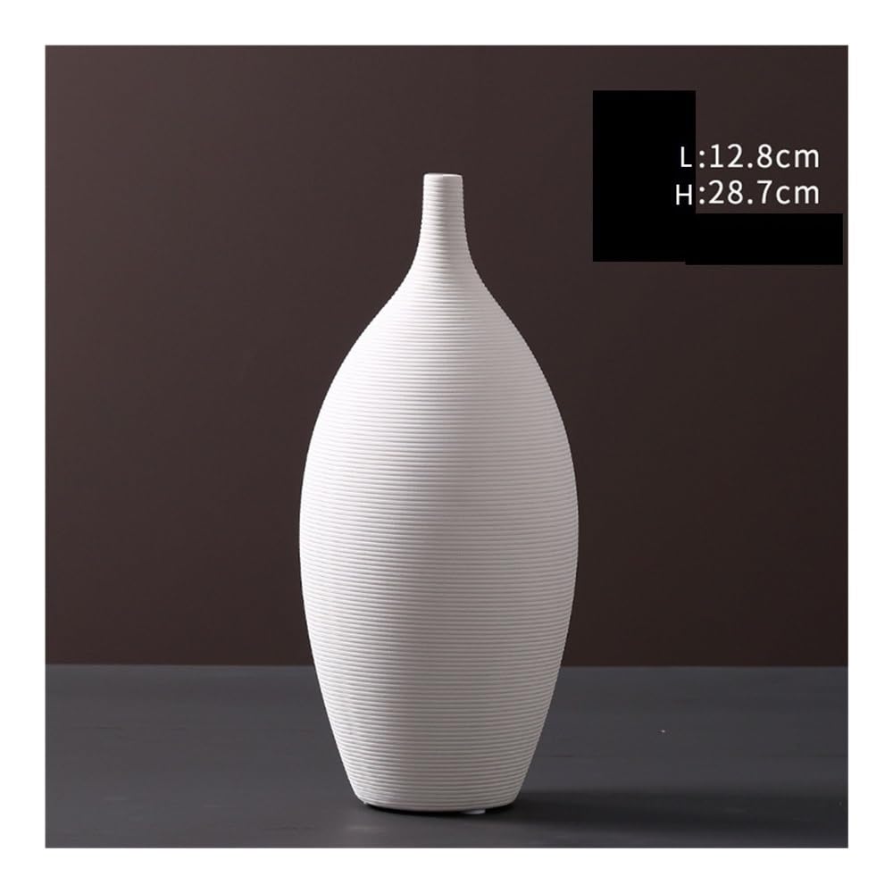 Wazon na kwiaty, Zestaw 4 białych, gładkich ceramicznych wazonów w stylu vintage z zarodkami, dekoracja stołu salonie