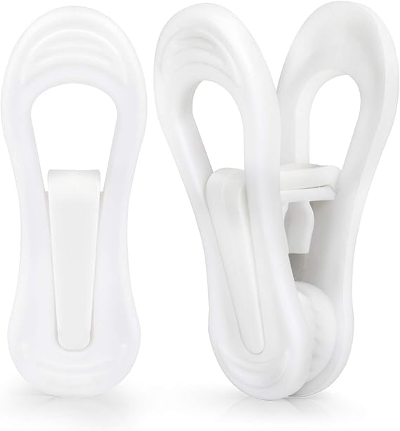 Tinfol White Plastic Hanger Clips, 24 Pack Hanger Clips