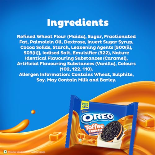 Image of Cadbury Oreo Toffee Crunch Flavour Creme Sandwich Biscuit, 275.55 g