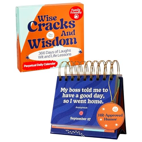 MESMOS Funny Wisdom Perpetual Calendar, Administrative Professional Day Gifts, 366 Days of Laughs & Life Lessons, Office Desk Accessories for Women-Men, White Elephant Motivational-Inspirational Gifts