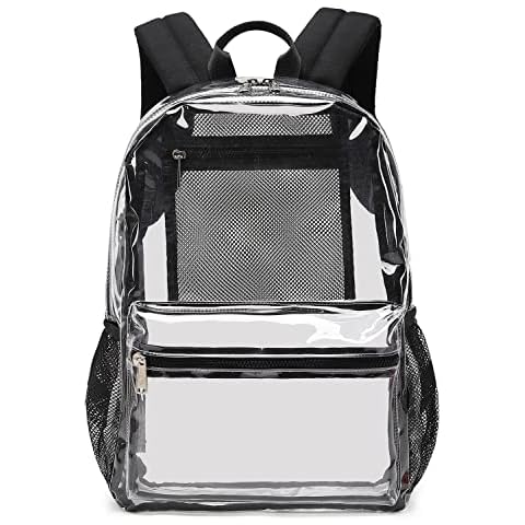 abshoo Heavy Duty Clear Backpack For School Approved Transparent Clear Bookbag (Black) Cover