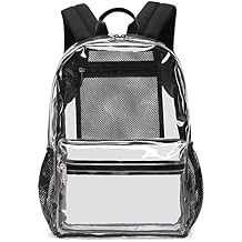 abshoo Heavy Duty Clear Backpack For School Approved Transparent Clear Bookbag Black