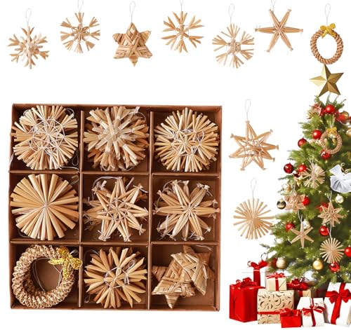 Filigrane Strohsterne 30 36-teiliges Strohsterne Christbaumschmuck Set, Strohsterne...