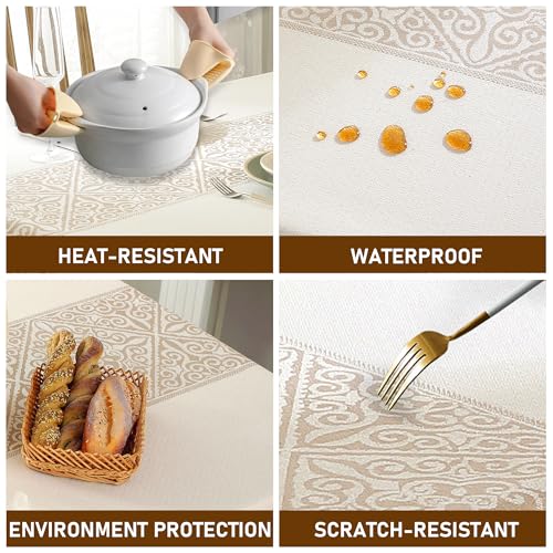 Linen Tablecloths for Rectangle Tables,Fabric Tablecloth Advanced Waterproofing Technology for Dinningroom,Farmhouse