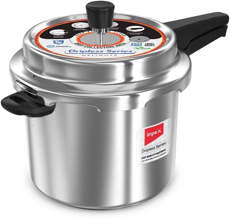 ImpexDELIGHT 5 5 L Virgin Aluminium Dripless Induction bottom Pressure Cooker(5 L, Aluminium)