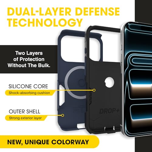 Image of OtterBox iPhone 17 Pro (Only) - Commuter Series Case - Built-in MagSafe - Thin, Dual-Layer, Pocket-Friendly, Port Cover - Midnight Sky (Blue /Black)