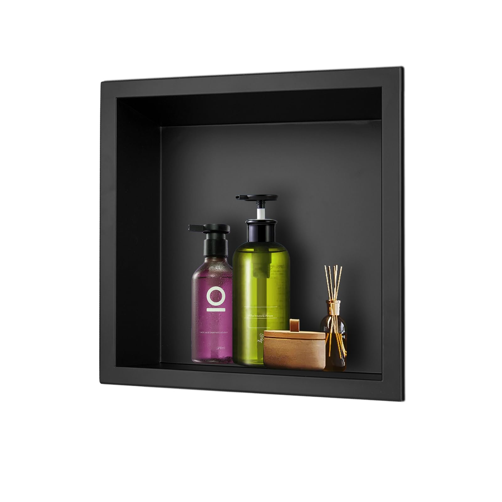 Nisza ścienna 30 x 30 x 10 cm 304 stal szlachetna brodzik prysznicowy czarny do | Przechowywanie w łazience Nie wymaga kafelków Kabina prysznicowa Prysznic jednoczęściowy montaż