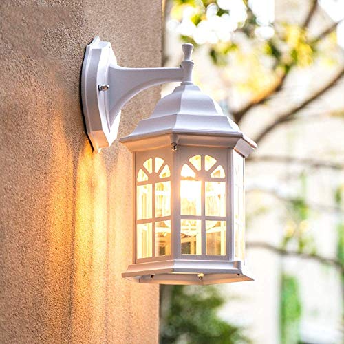Hdmy Nordic Lighting Lantern Simple Balcón Lámpara de pared Exterior Exterior Impermeable Patio Lámpara de pared Villa Exterior Pasillo Tienda Decoración Luces (Color : White)
