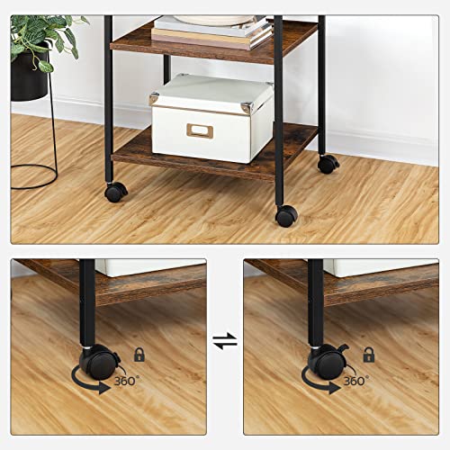 Hoobro Printer Stand, 3 Tier Printer Cart With Power Outlet And Usb Port, Industrial Printer Table Rolling Cart With Storage Drawer On Wheels, For Home Office, Rustic Brown And Black Bf23Ups01 #TOP4