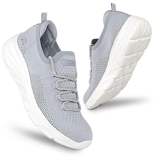JENN ARDOR Tennis Shoes Womens Slip On Walking Sneakers with Arch Support Grey