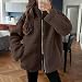 Fleece Jacke Damen, Teddyfleece Jacke Damen: Fleecejacke Teddy Jacket Ohne Kapuze Übergangsjacke Langarm Kuscheljacke Warme Casual Sweatjacke Freizeit Outdoor Oversized Frühlingsjacke Coffee L