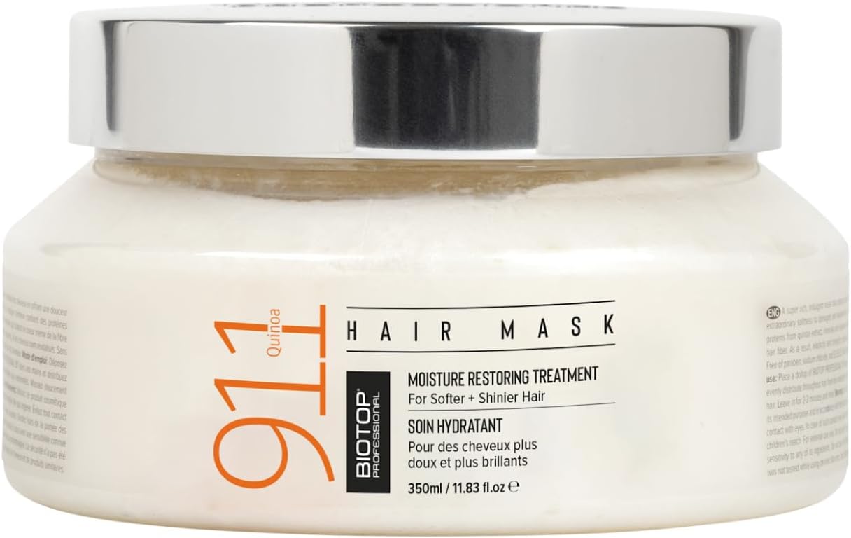 911 Quinoa Hair Mask - Repairing Hair Mask Treatment For Dry or Extremely Damaged Strands - Color Safe & Cruelty Free Hair Care - (11.83 fl oz)