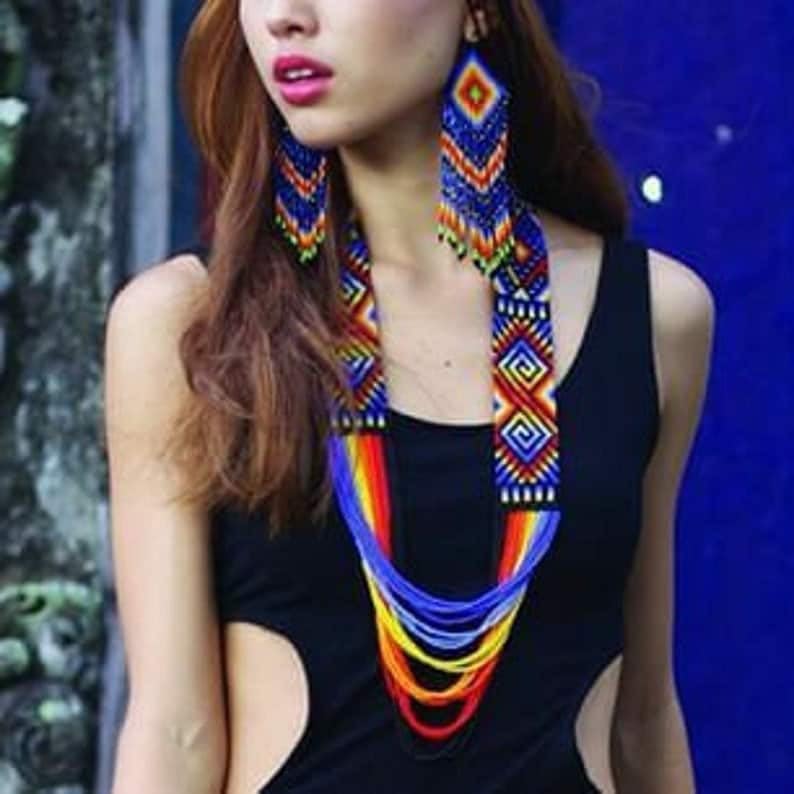 Collar ucraniano Gerdan multicolor LKBEADS, pendientes para vestidos de verano 2