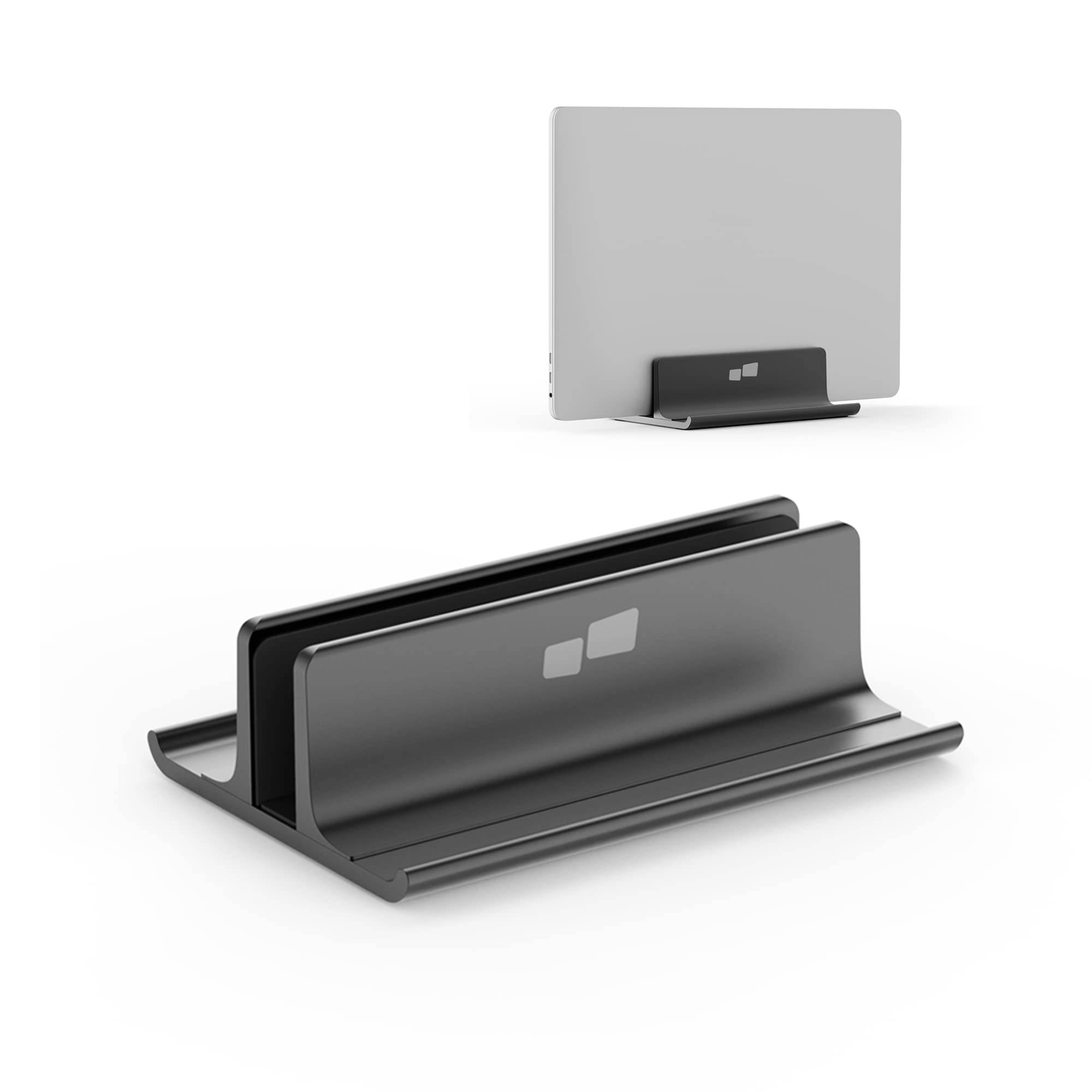 MP Mobile Pixels - Supporto verticale per laptop 3 in 1, supporto regolabile in alluminio da tavolo per smartphone, tablet, laptop, libri (nero)