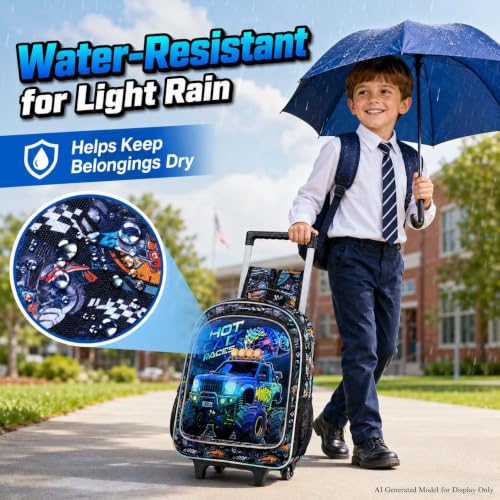 Image of CCJPX Rolling Backpack for Boys, Kids Roller School Bag with Wheels Toddler Wheeled Bookbag Elementary