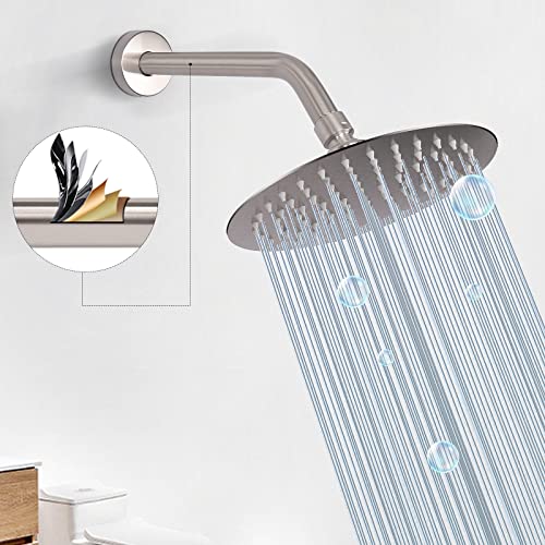 Harjue Shower Arm With Flange And Teflon Tape, Wall Mounted Shower Pipe Arm 304 Stainless Steel Extension Arm For Fixed Shower Head & Handheld Showerhead (10 Inch, Brushed Nickel) #TOP4