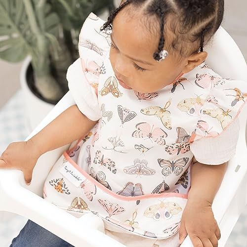 Image of Tiny Twinkle Mess Proof Baby Bib for Girls | Waterproof Toddler Bib for Eating | Baby Apron for Feeding | Machine Washable | Perfect Shower Gift (Flutter, 6-24M)