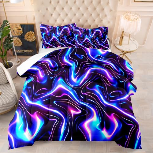 Edredon Cama 135 Color Relámpago Estampado 3D, Edredón Nórdico 4 Estaciones 200Gsm, Colcha Transpirable De Microfibra Lavable, con 2 Fundas De Almohada 50X75