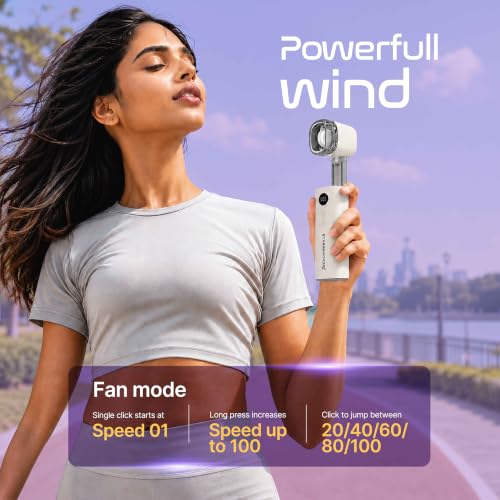 Image of CrossBeats Breezo Foldable Rechargeable Handheld Fan with LED Light | BLDC Motor, 100 Adjustable Speed Levels, 3 Light Modes, Portable Mini Fan for Travel, Office, Gym & Makeup