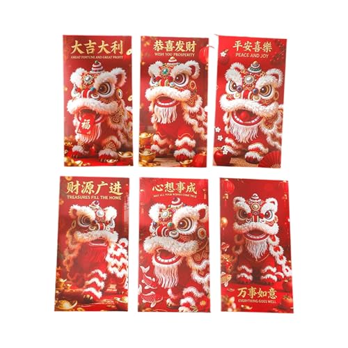 6Pcs Red Paper Packets 2026 Year of Horse Lucky Money Envelope Spring Festival Lucky Money Bag for Chinese New Year Lucky Money 